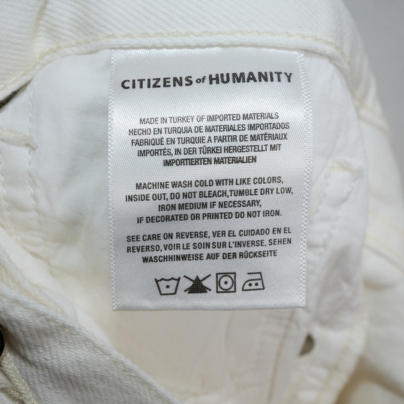 Citizens of Humanity Emery High Rise Relaxed Crop White Distressed Jeans 27